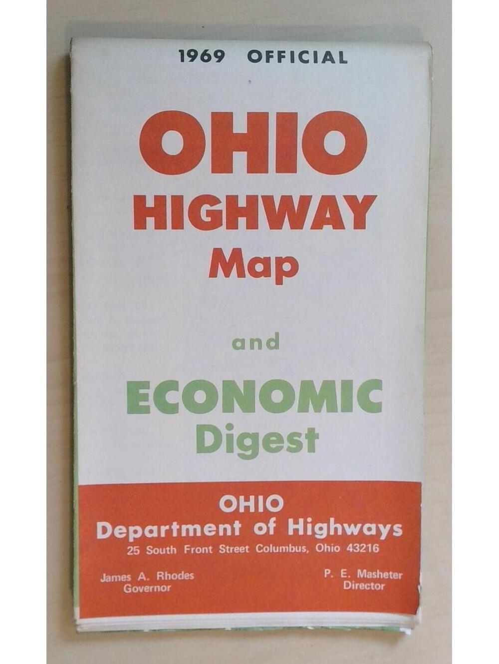 1969 Official Ohio Highway Map & Economic Digest Vintage Road Atlas Travel